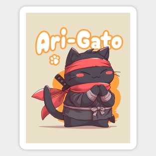 Ari-Gato kawaii black ninja thank you cat Magnet